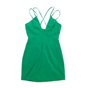 Green cross strap mini dress